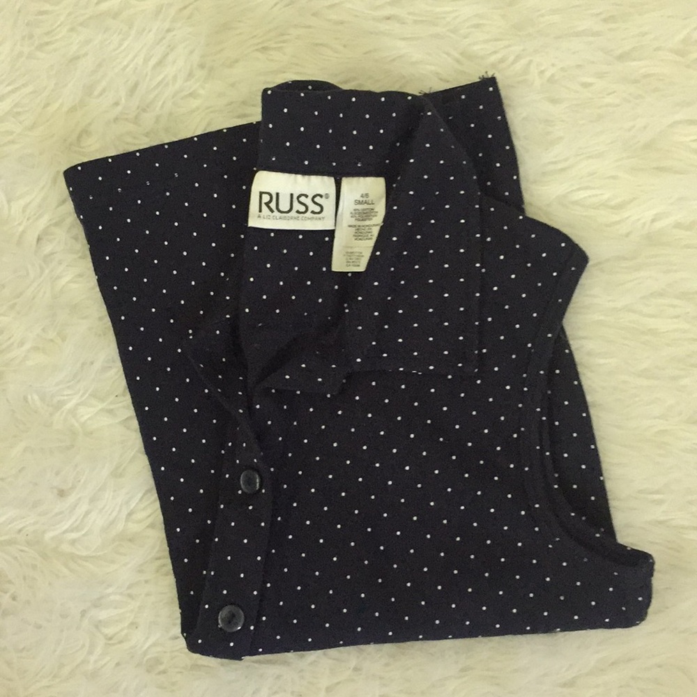 Navy & White Polkadot Tank Top